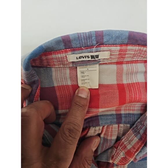 Vtg Levi's Shirt Country Western Women's Red Blue Checkered Cotton Top Cowgirl - Picture 2 of 3